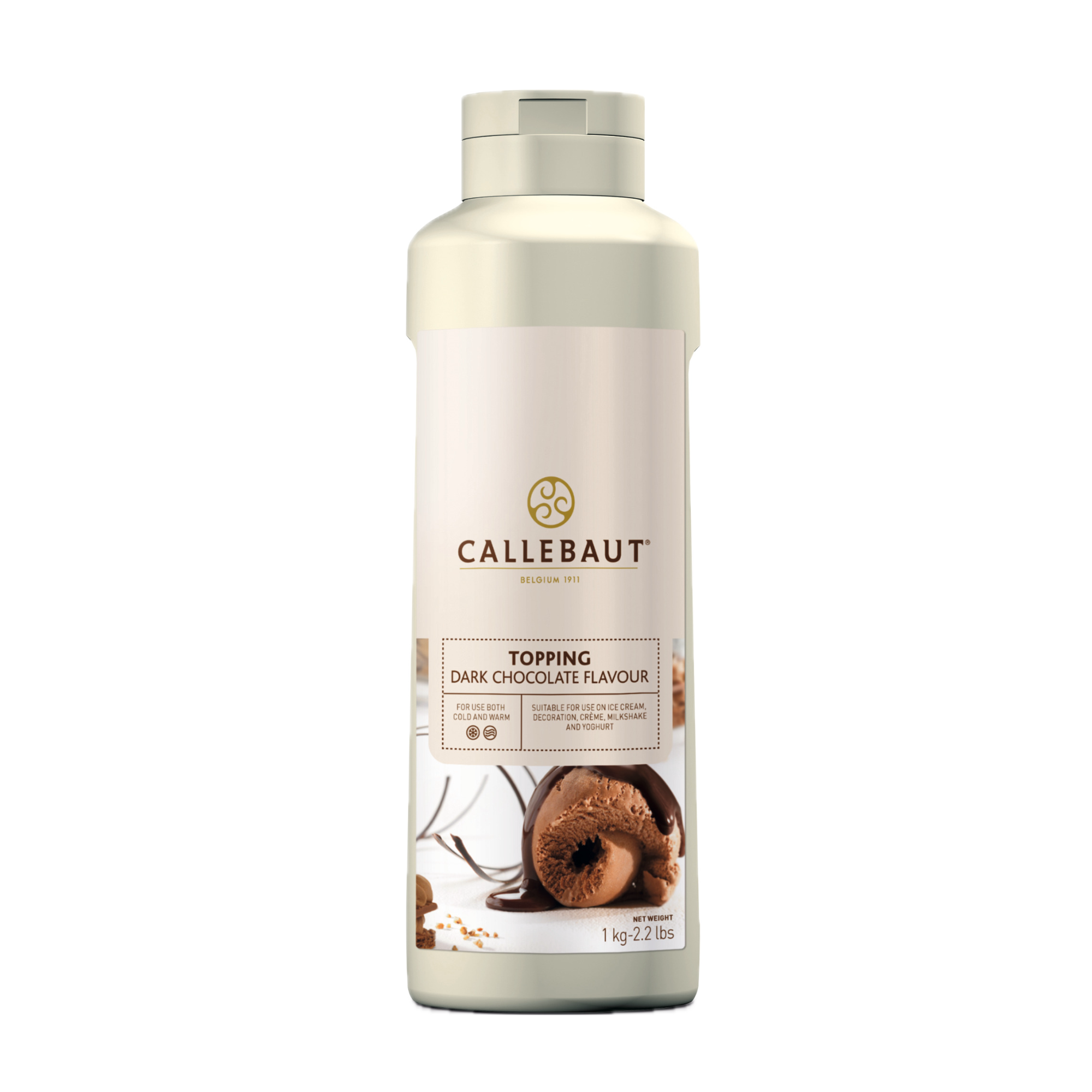 Callebaut Zartbitterschokoladen Topping – flüssige Schokoladensauce für Desserts und Eis.