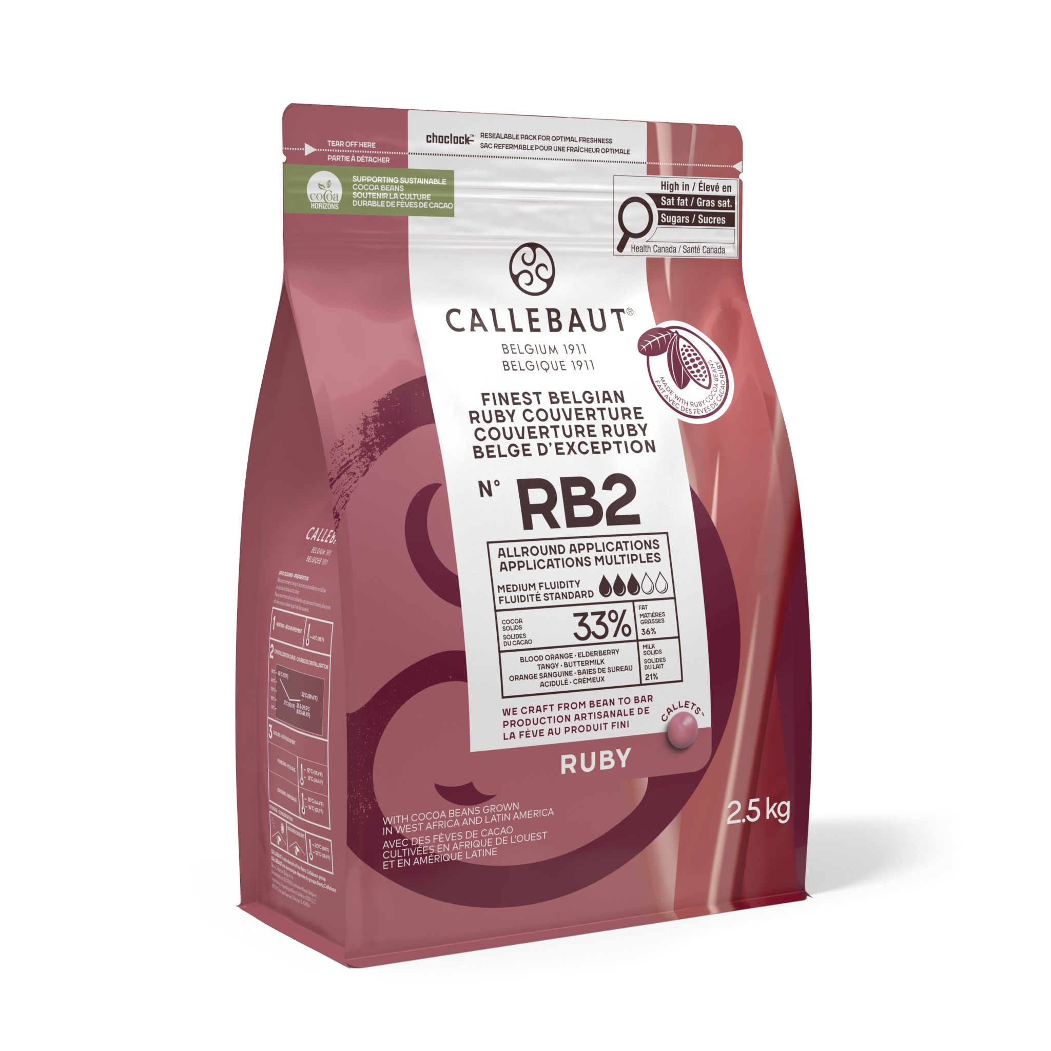 Callebaut Ruby RB2 Couverture Callets – 2.5 kg