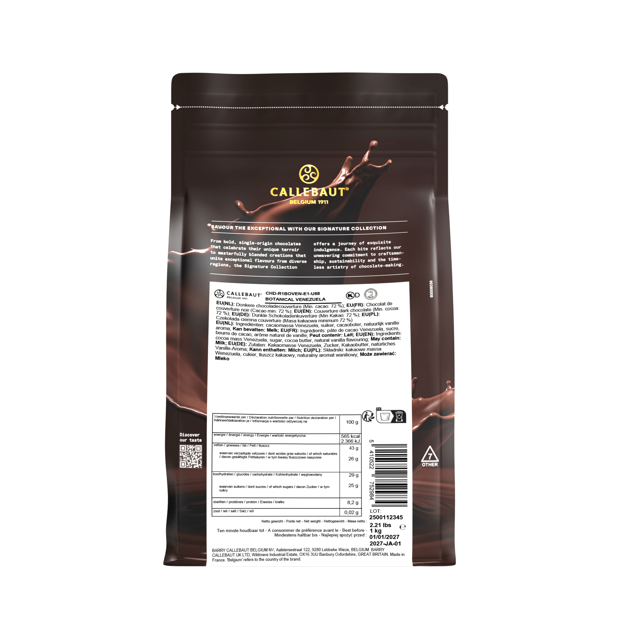 Dark Chocolate Callets Venezuela 72% 1kg, , large