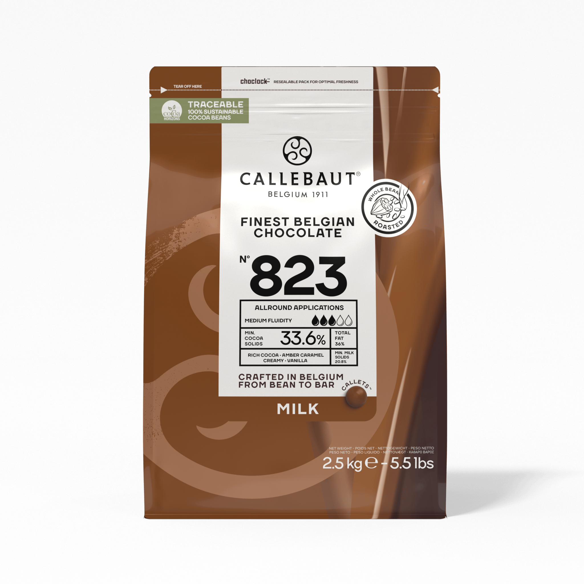 Milk Chocolate Callets 33.6% Recipe 823, , small