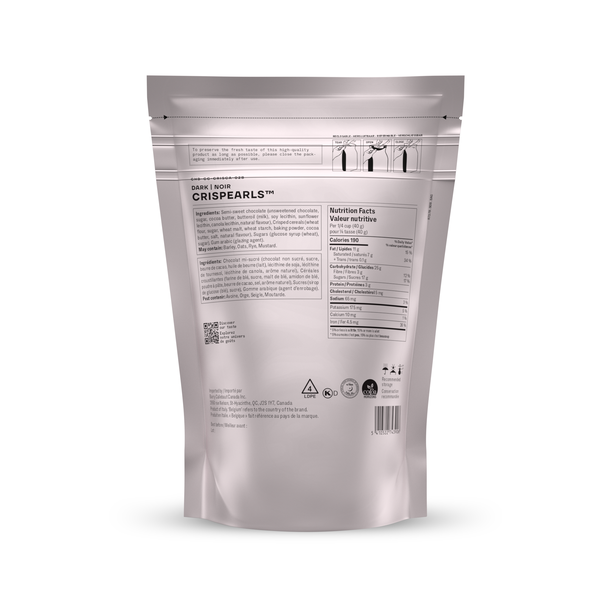 Zartbitter Schokolade Crispearls 800g, , small