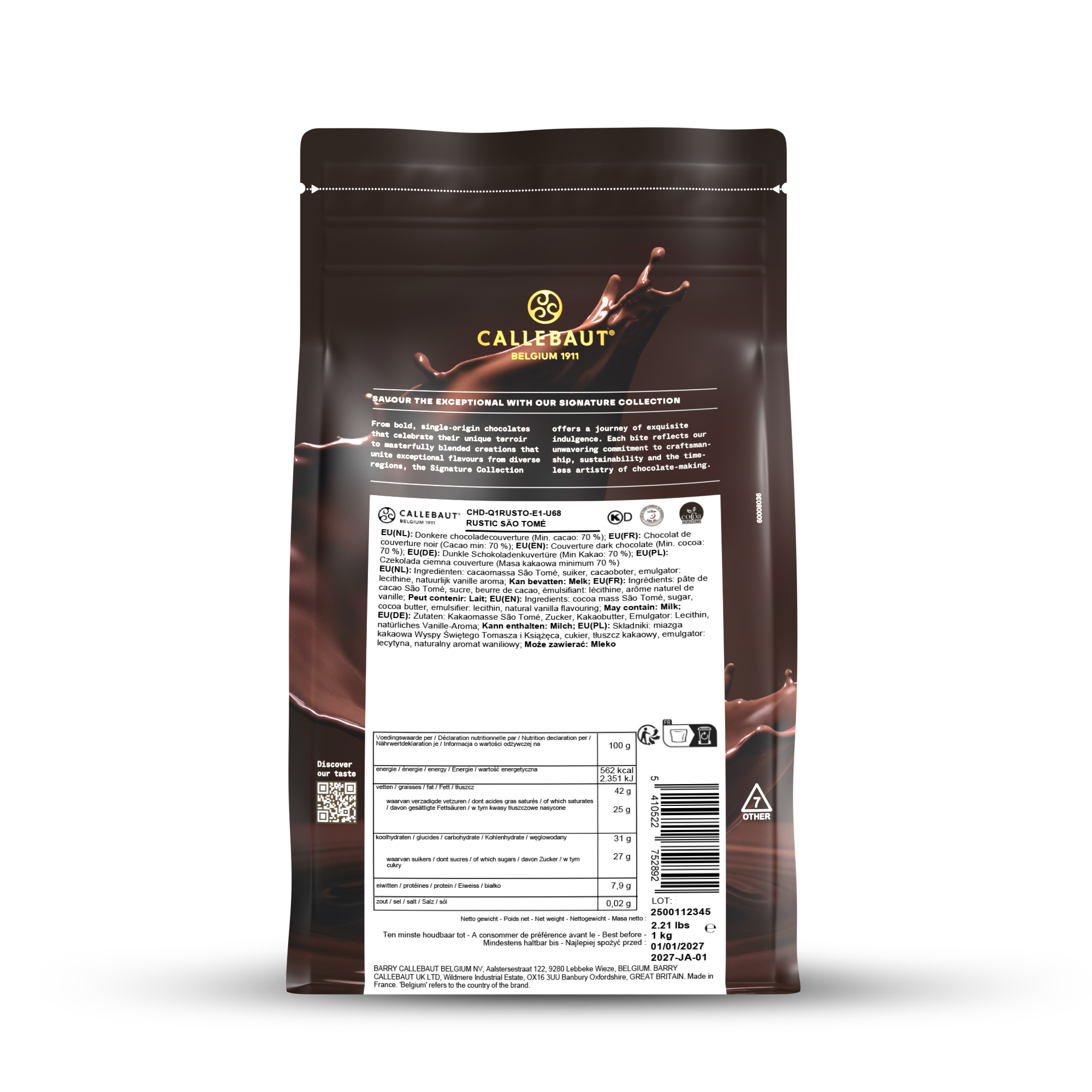 Dark Chocolate Callets Rustic Sao Tome 70% 1kg, , small
