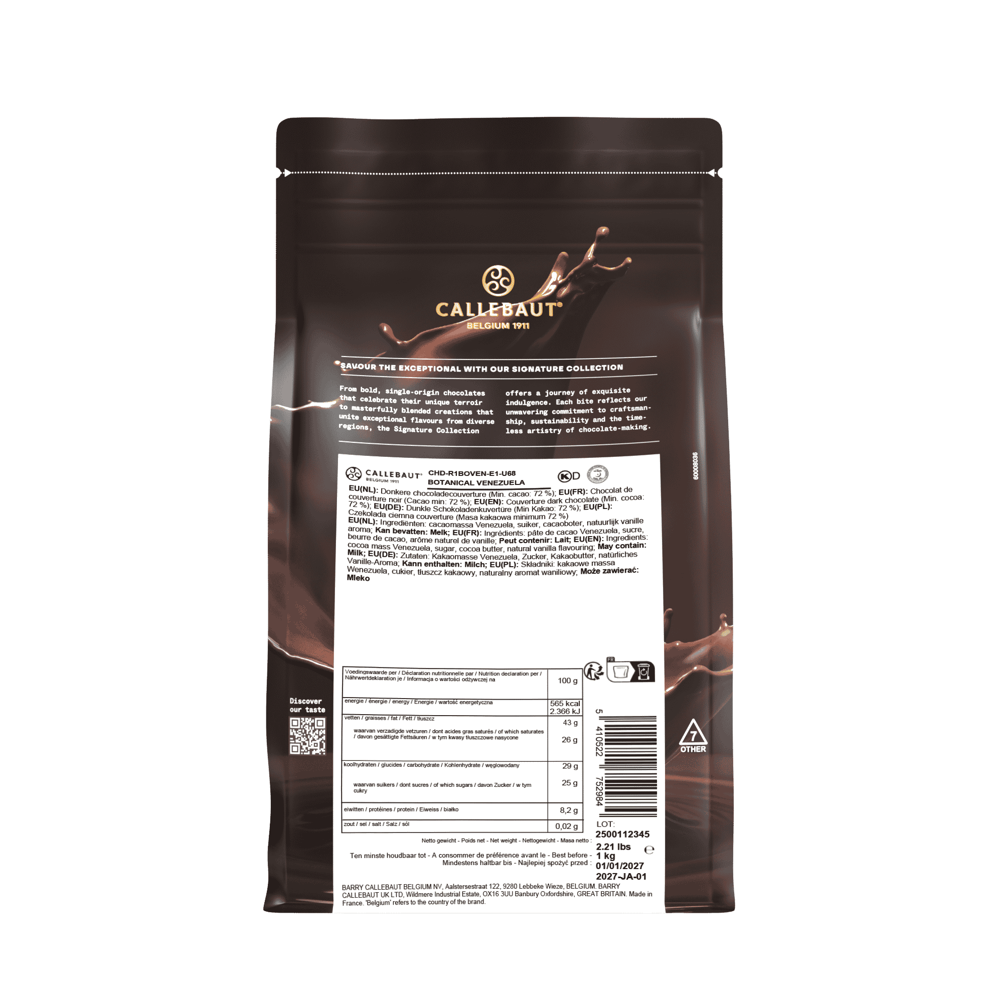 Dark Chocolate Callets Venezuela 72% 1kg, , small