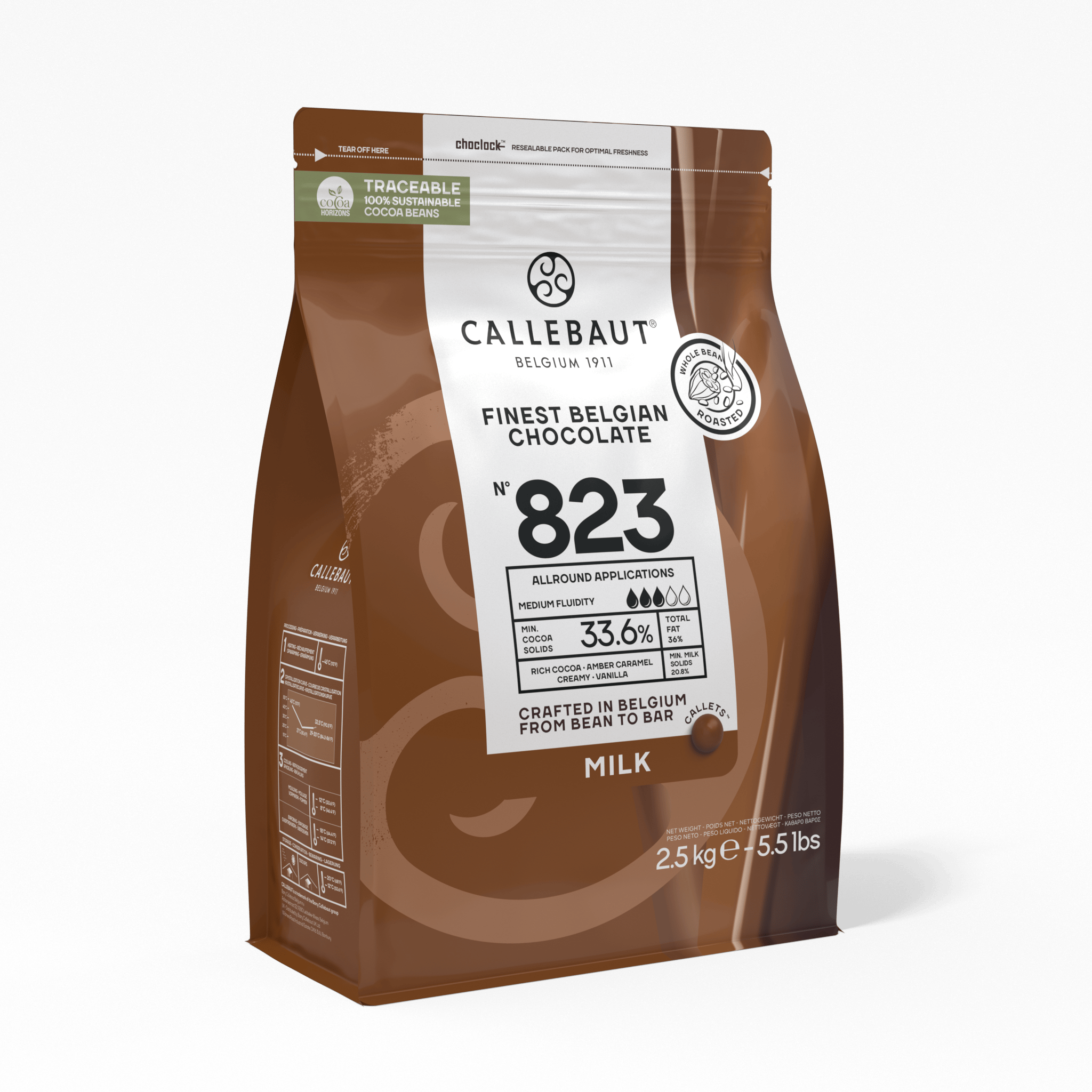 Milk Chocolate Callets 33.6% Recipe 823, , small